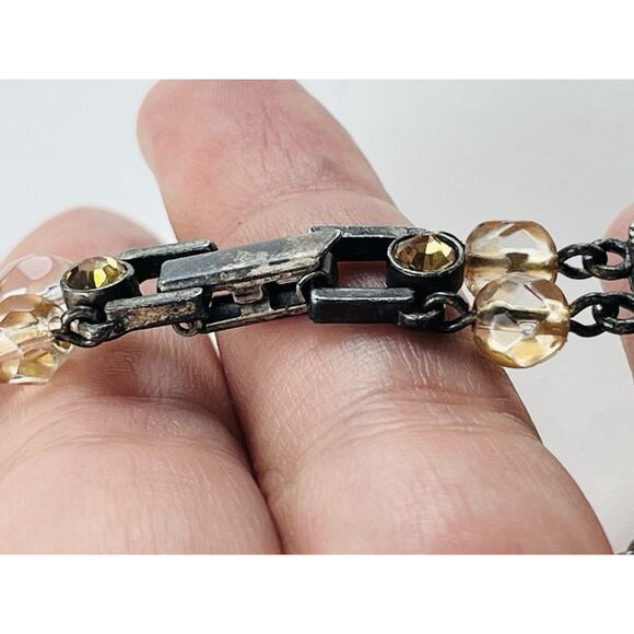 Vintage Avon Bracelet Marked HS Honor Society Bead Jewelry Amber look citrine gr - Picture 5 of 9